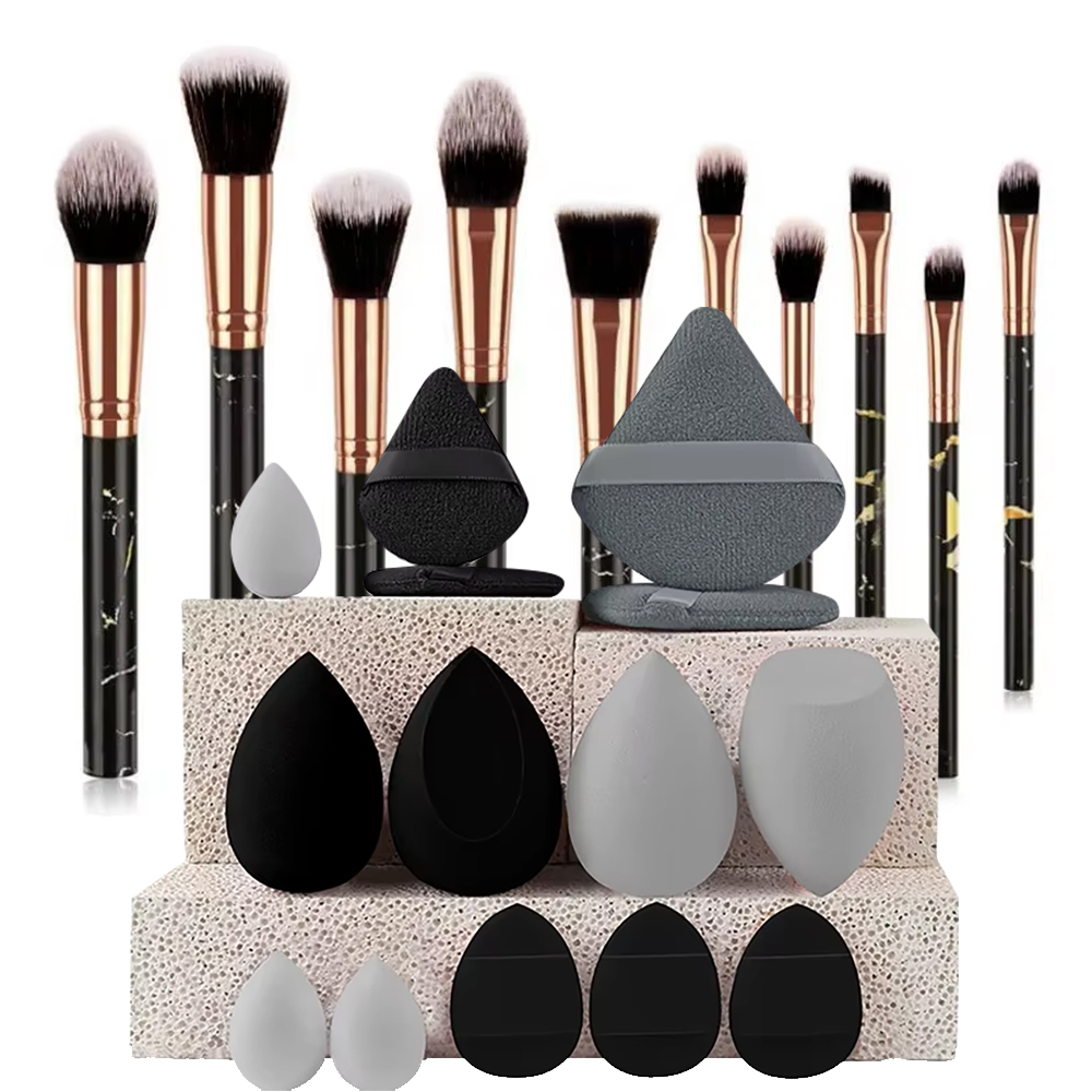 Beauty Makeup Blender - 10개입 대리석 메이크업 브러쉬 세트 -