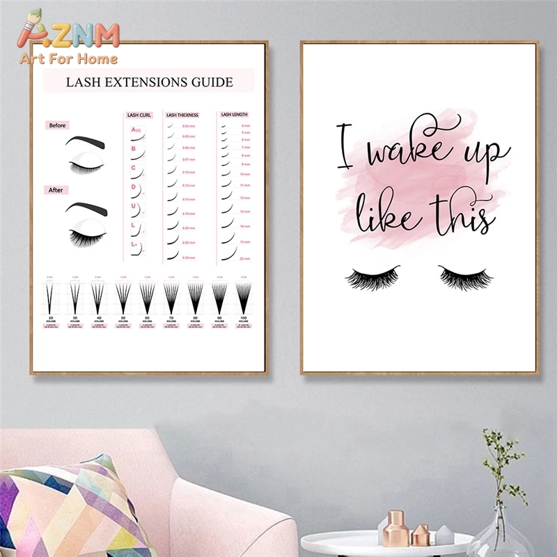 Makeup Is Beauty Quotes - AZNM 속눈썹 연장 가이드 캔버스 벽