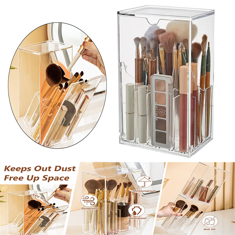 Beauty Makeup Organizer - 메이크업 브러쉬 홀더 주최자 클리어 데스크