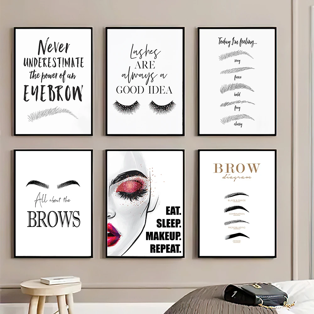 Makeup Is Beauty Quotes - 패션 메이크업 캔버스 페인팅 인쇄 눈썹