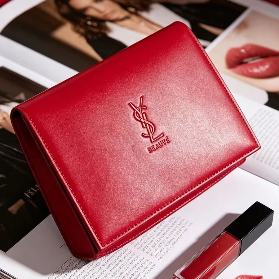 YSL의 우아한 레드 퀼팅 가죽 여행용 화장품 가방 골 - Ysl Beauty Makeup 리뷰 및 가격