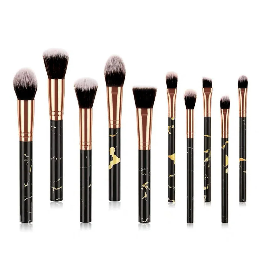 10개입 대리석 메이크업 브러쉬 세트 - 얼굴, 눈,  - Beauty Makeup Blender 리뷰 및 가격