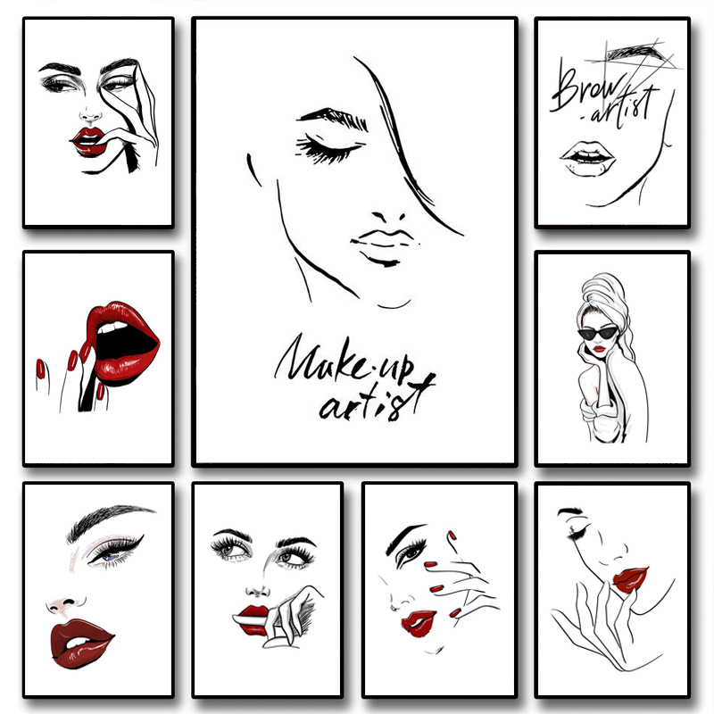 패션 메이크업 포스터 섹시한 미인 여성 명언 벽 예술  - Makeup Is Beauty Quotes 리뷰 및 가격