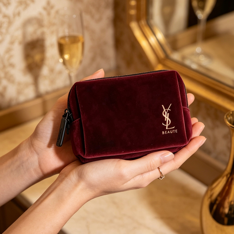 YSL 빈티지 버건디 벨벳 메이크업 가방 미니 휴대용  - Ysl Beauty Makeup 리뷰 및 가격