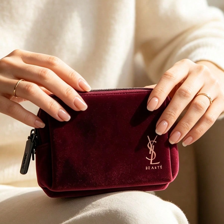YSL 빈티지 버건디 벨벳 메이크업 가방 미니 휴대용  - Ysl Beauty Makeup 리뷰 및 가격
