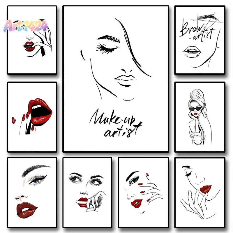 패션 메이크업 포스터 섹시한 미인 여성 명언 벽 예술  - Makeup Is Beauty Quotes 리뷰 및 가격