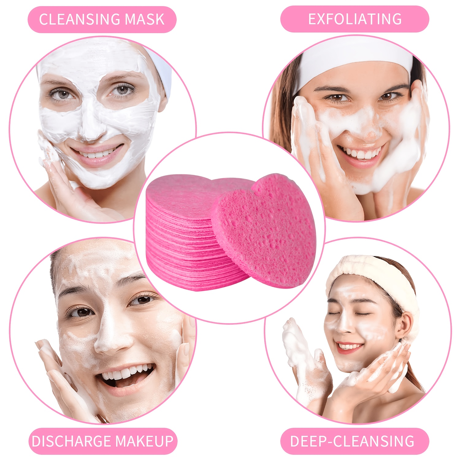 50개입 하트 모양 압축 세안 퍼프 재사용 가능한 스펀 - Beauty Makeup Blender 리뷰 및 가격