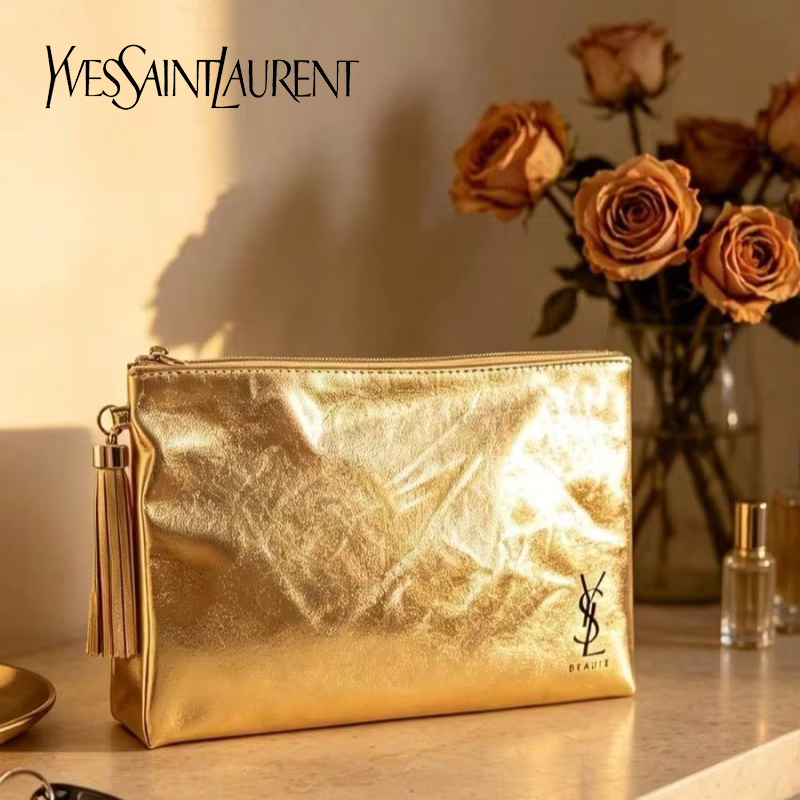 YSL 골든 화장품 가방, 휴대용 방수 다기능 파우치, - Ysl Beauty Makeup 리뷰 및 가격