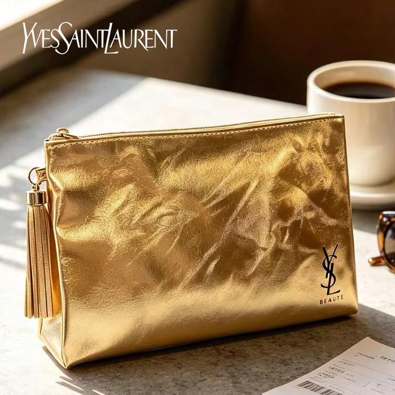 YSL 골든 화장품 가방, 휴대용 방수 다기능 파우치, - Ysl Beauty Makeup 리뷰 및 가격