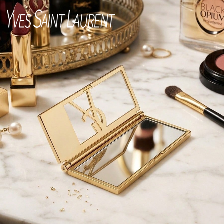 YSL 고급 골든 휴대용 접이식 화장 거울, 가볍고 휴 - Ysl Beauty Makeup 리뷰 및 가격